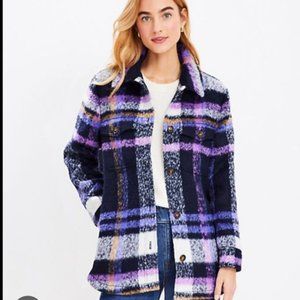 NWT LOFT Plaid Boucle Shirt Jacket (Small)
